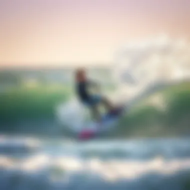 A skilled wind sup enthusiast executing a dynamic turn amidst gentle ocean waves