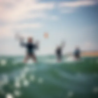 A group of kite surfers enjoying the waves and wind together