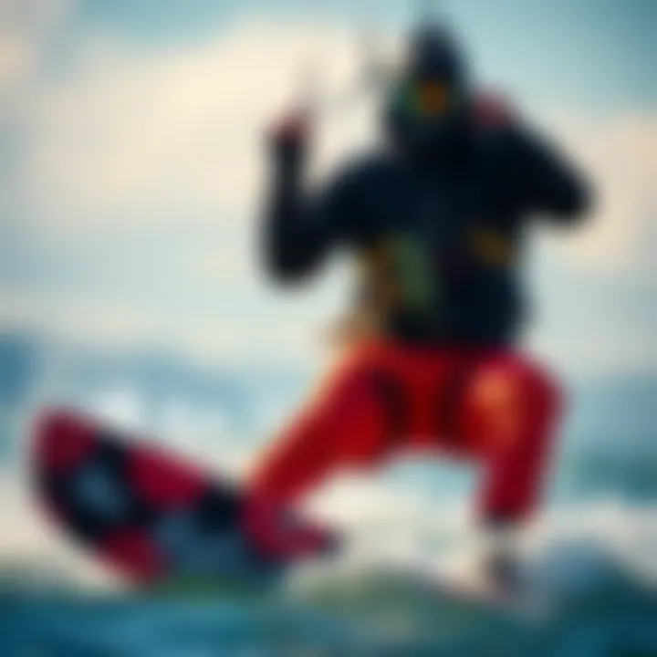 Kiteboarder in Action with Heat Suit Kiteboarding enthusiast wearing a heat suit on the water