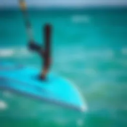 Kiteboard with a well-attached leash demonstrating its importance