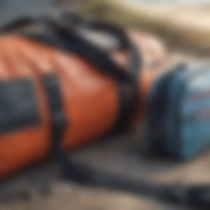 Close-up of surf bag features