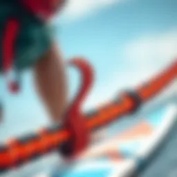 Close-up of a high-quality kiteboarding safety leash