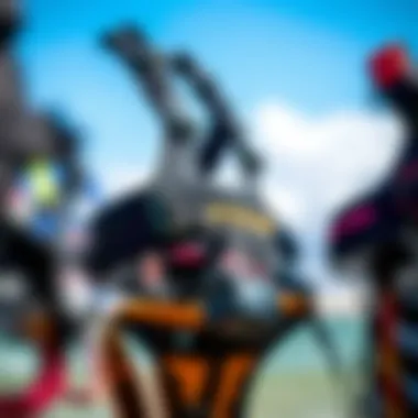 Close-up of different types of waist harnesses