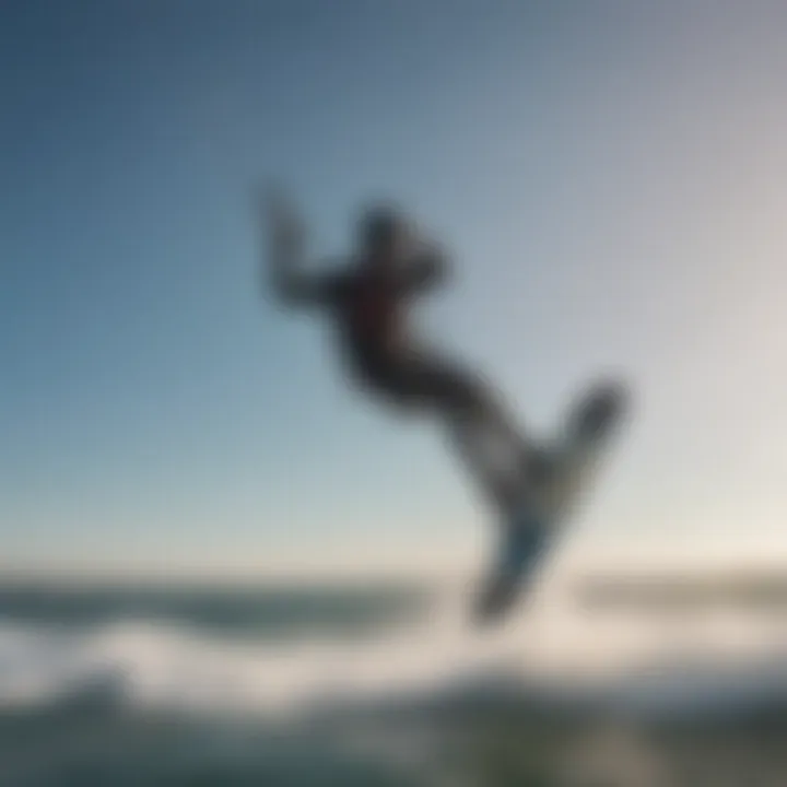 A kiteboarder in action with a carbon fibre mast, demonstrating agility and performance on the water.