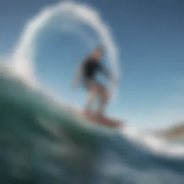 Dynamic action shot of foilsurfing in ocean waves