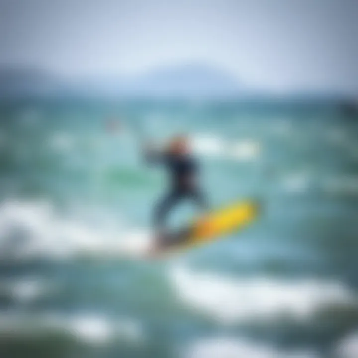 An athlete maneuvering a wind surfboard in challenging environmental conditions.