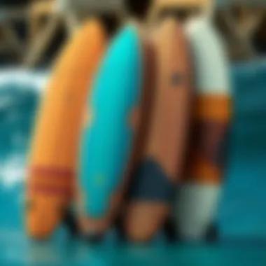A comparison of traditional and modern wind surfboards displaying advancements in materials.