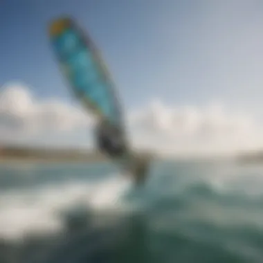 An aerial view of kiteboarders riding on a beautiful water surface, demonstrating the thrill of using wing crafts.