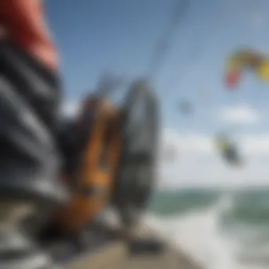 Close-up of innovative kiteboarding gear and equipment