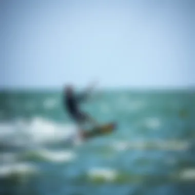 Performance in Action with Frontwings A kiteboarder maneuvering skillfully with an optimized frontwing in action on water