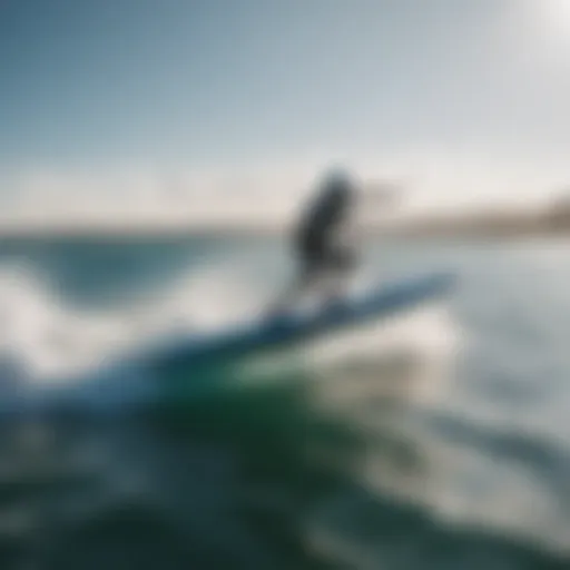 A hydro foil board gliding gracefully above the water's surface