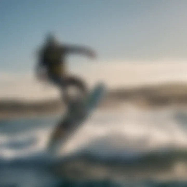 A kiteboarder expertly maneuvering while hydro foiling