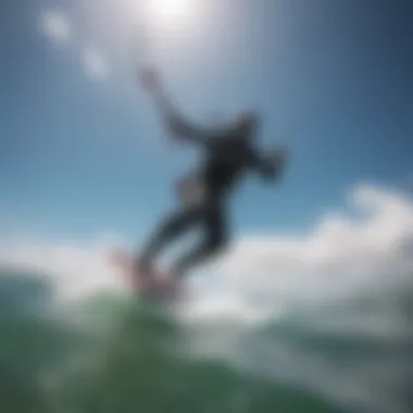 Kitesurfer performing a jump with GoPro Max recording