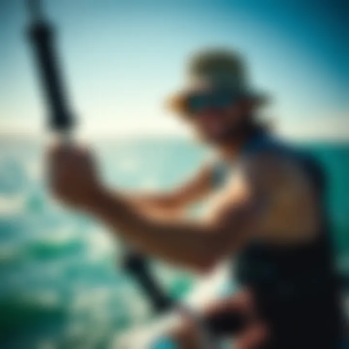 Kiteboarder enjoying a sunny day with a floating hat