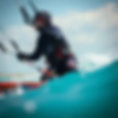 Kiteboarder wearing a 3mm wetsuit hood in action on the water