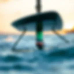 Close-up view of an electric hydrofoil showcasing its sleek design