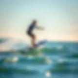 Foil Surfboard in Action A foil surfboard performing above the water's surface