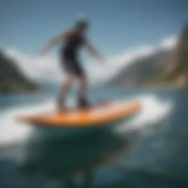 Hydrofoil Board Performance on Water Hydrofoil board in action on water