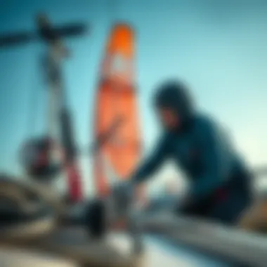 Professional Services for Kitesurf Repair Professional kitesurf repair service in progress