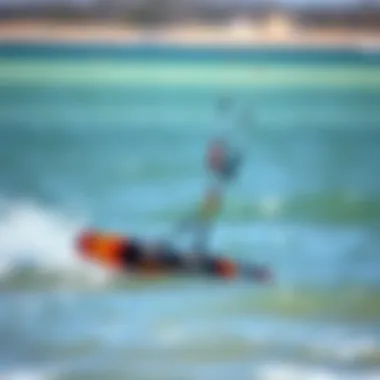 Equipment and Water Interaction Diagram showing the interaction between kiteboarding equipment and water