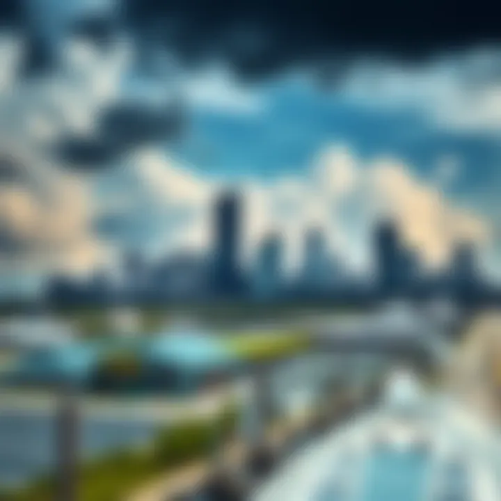 Charleston skyline under varying weather conditions