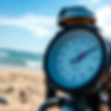 Measuring Wind Speed with Anemometer Close-up of an anemometer measuring wind speed on the beach