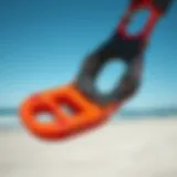 Detailed view of a kiteboarding quick release mechanism
