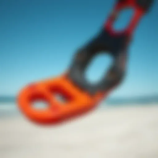 Detailed view of a kiteboarding quick release mechanism