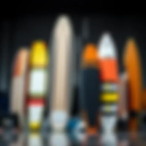 Variety of Hydrofoil Board Types Different types of hydrofoil boards displayed side by side