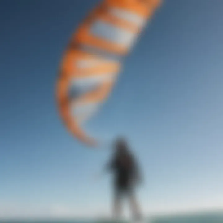 Rider maintaining a kitesurfing kite with essential tools and gear.