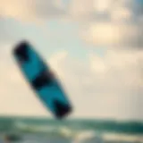 Dynamic trainer kite flying over a beach