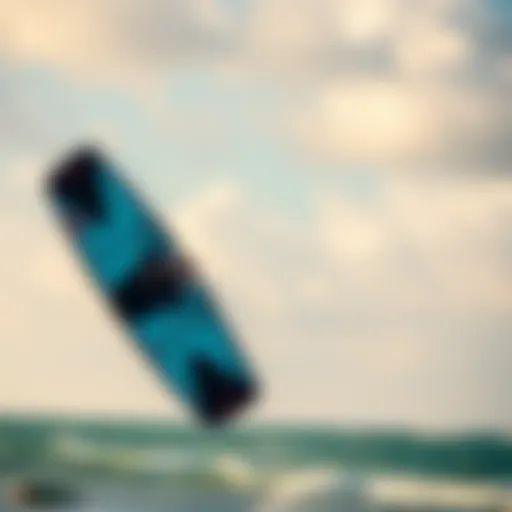 Dynamic trainer kite flying over a beach