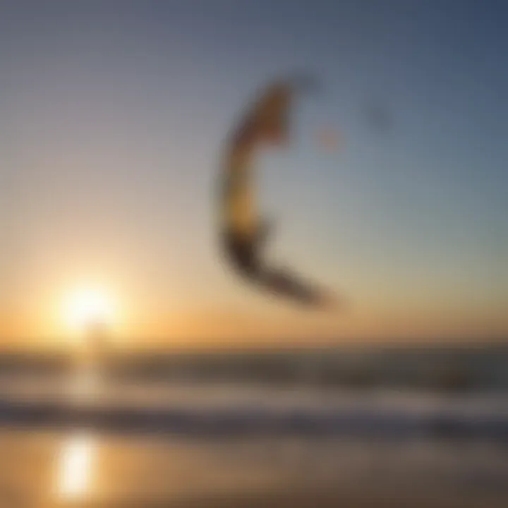 Sunset over St. Augustine beach with kiteboarders