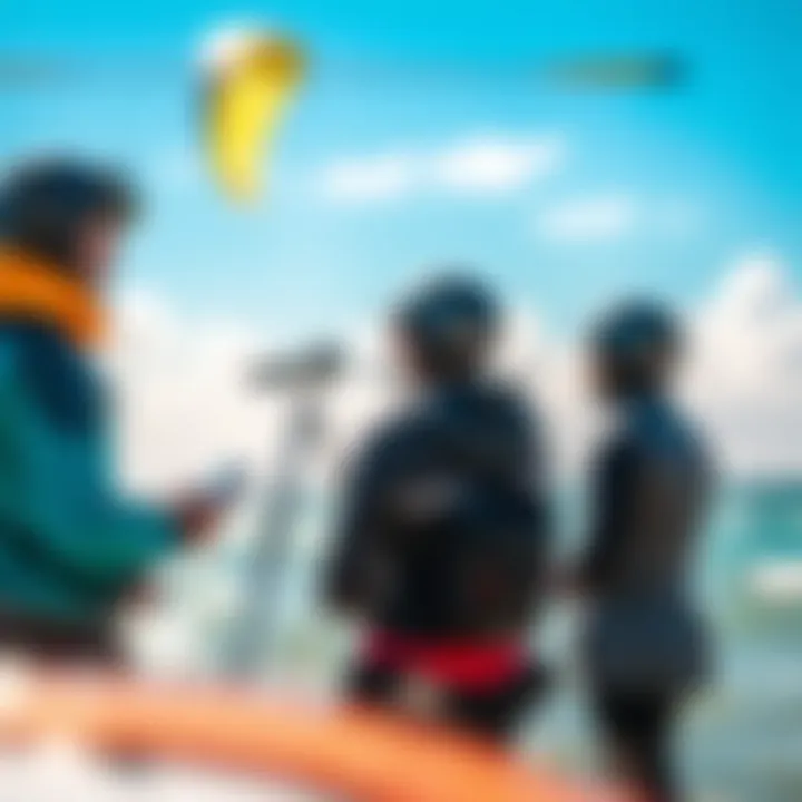 Kiteboarding enthusiasts checking weather conditions before heading out