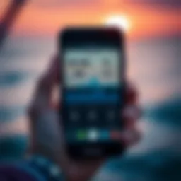 High-tech wind meter displayed on a smartphone screen