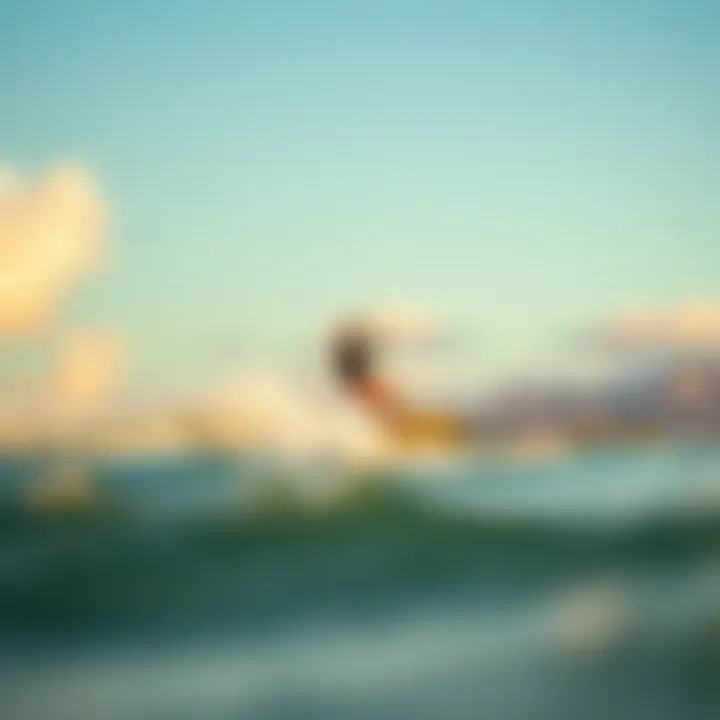 Kiteboarder riding a wave in Hawaii