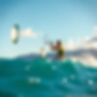 Kitesurfers enjoying strong winds at a popular beach