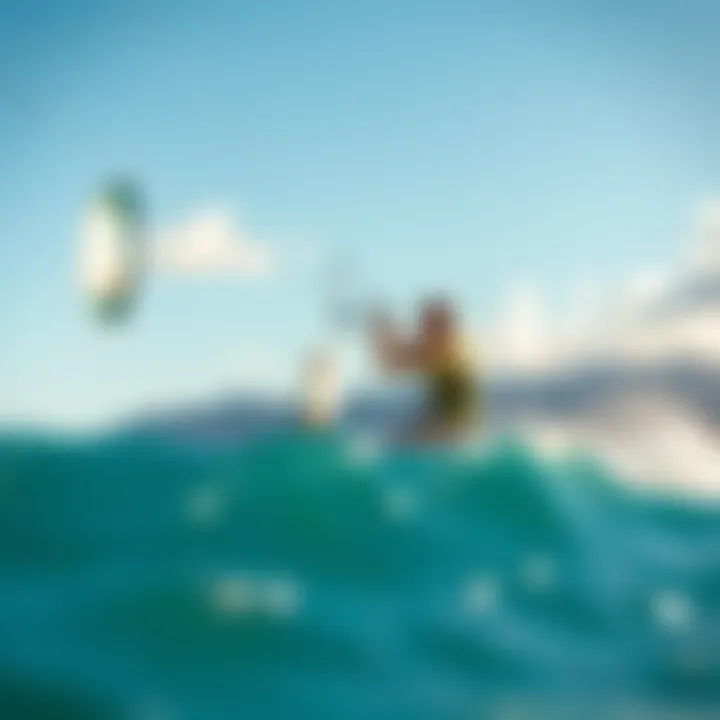 Kitesurfers enjoying strong winds at a popular beach