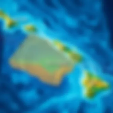 Map illustrating wind patterns across Hawaii