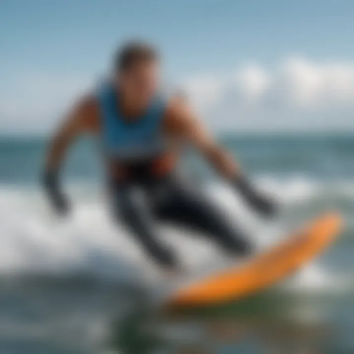 A windsurfer on water demonstrating the use of gloves