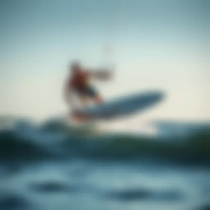 Waydoo Surfboard in Action on Water Action shot of the Waydoo surfboard in use on the water