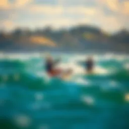 Kiteboarders maneuvering through waves in Traverse City