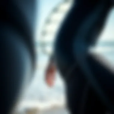 Close-up of wetsuit technology enhancing performance