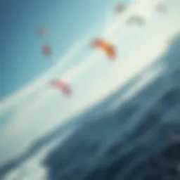 Colorful kites soaring high above the ocean