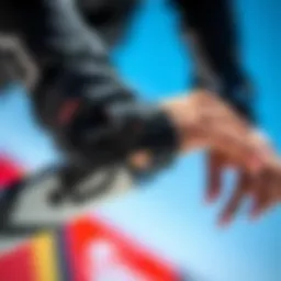 Close-up view of a wrist harness designed for kiteboarding